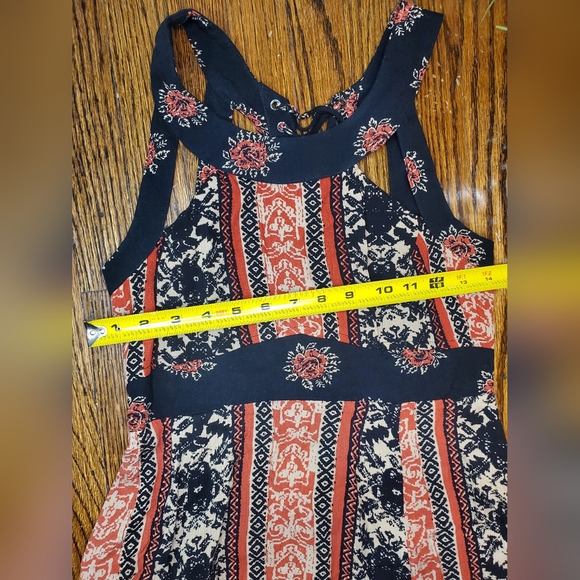 Free People You Made My Day Black Rust Boho Lace Up Back Maxi Dress - Picture 11 of 11